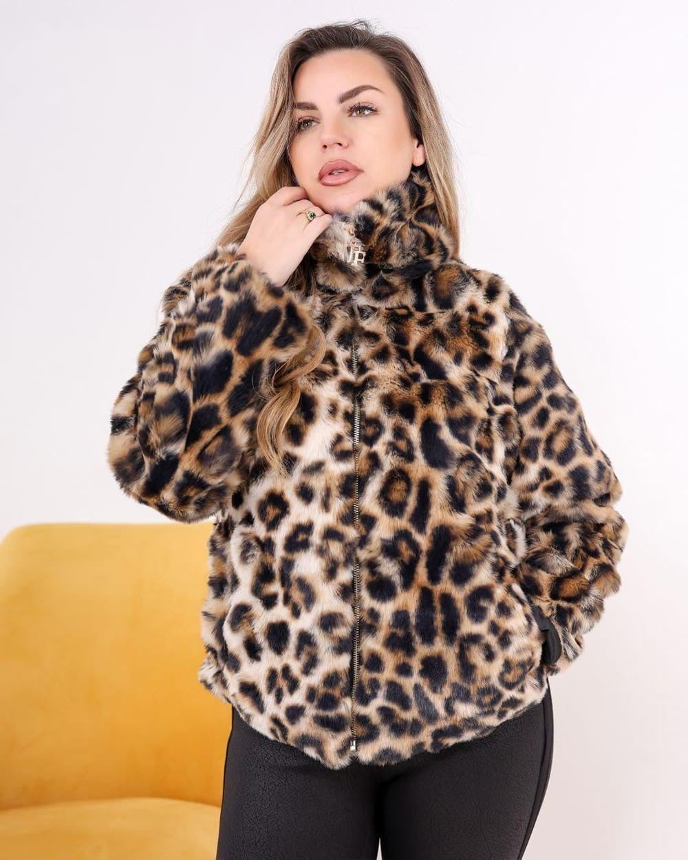 Faux Fur Jacket with Zip Closure