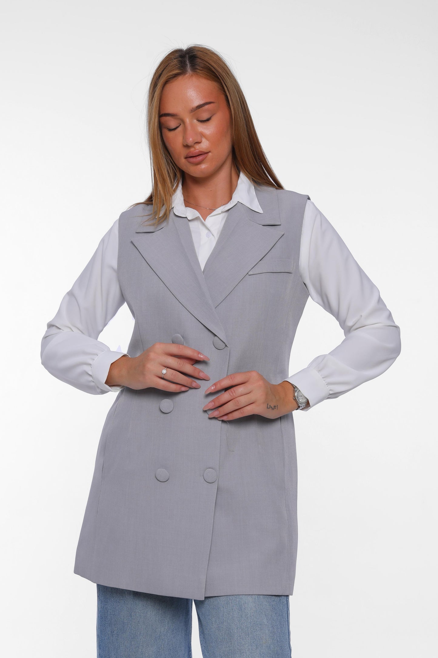 Double-Breasted Long Vest