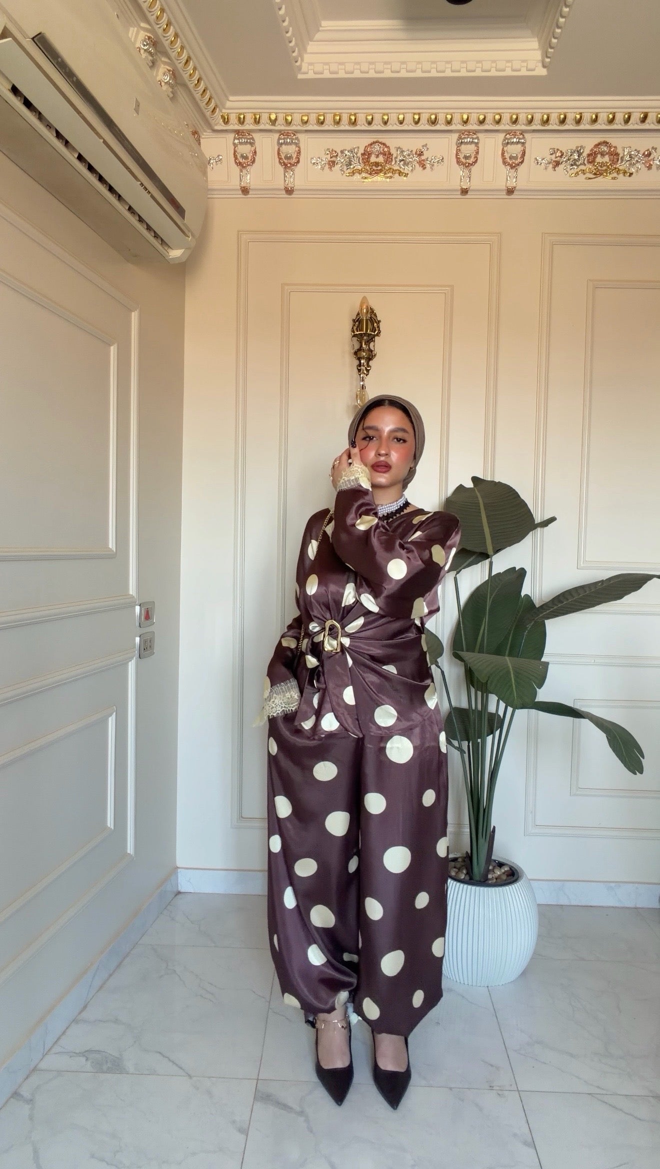 Polka Dot Satin Set