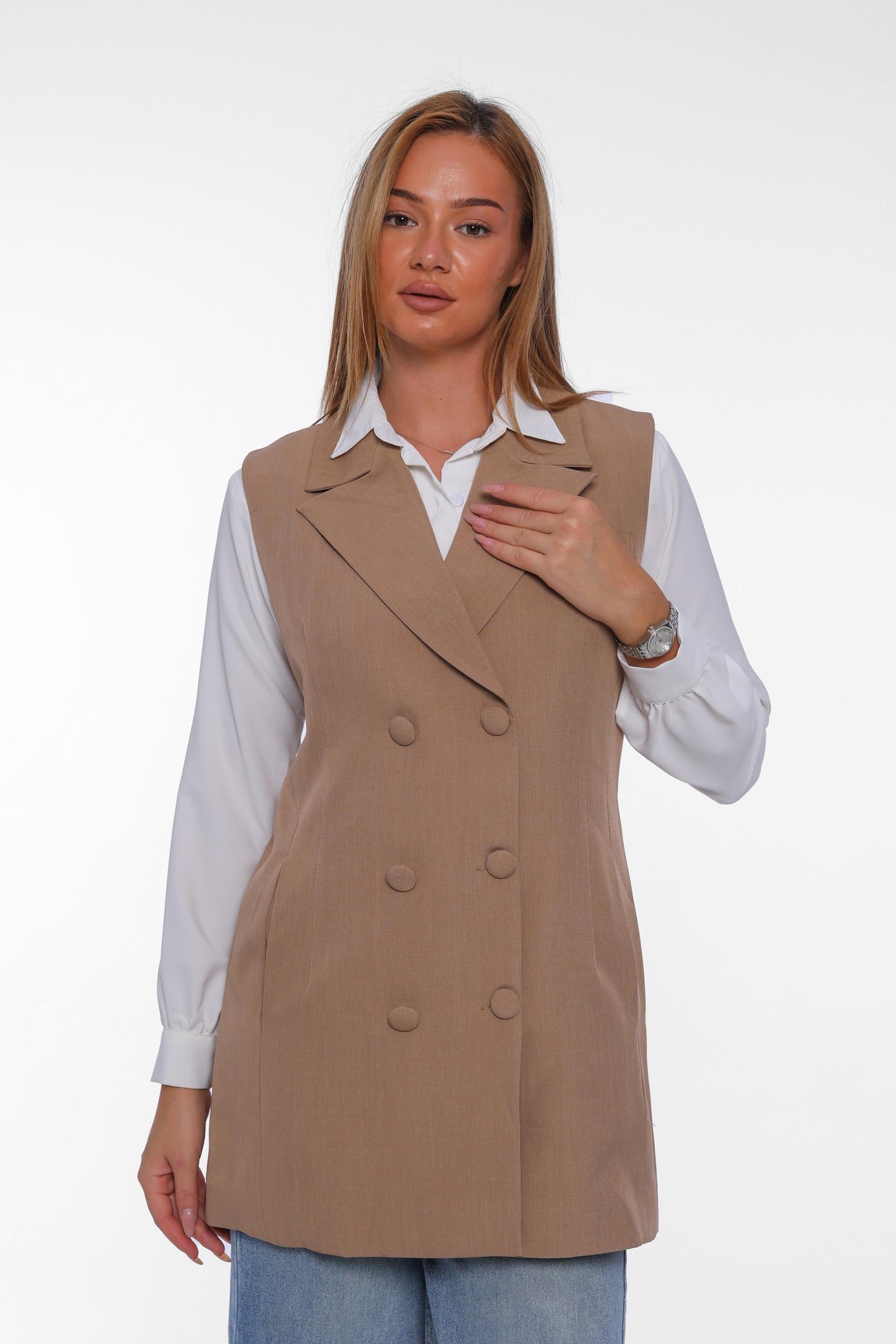 Double-Breasted Long Vest