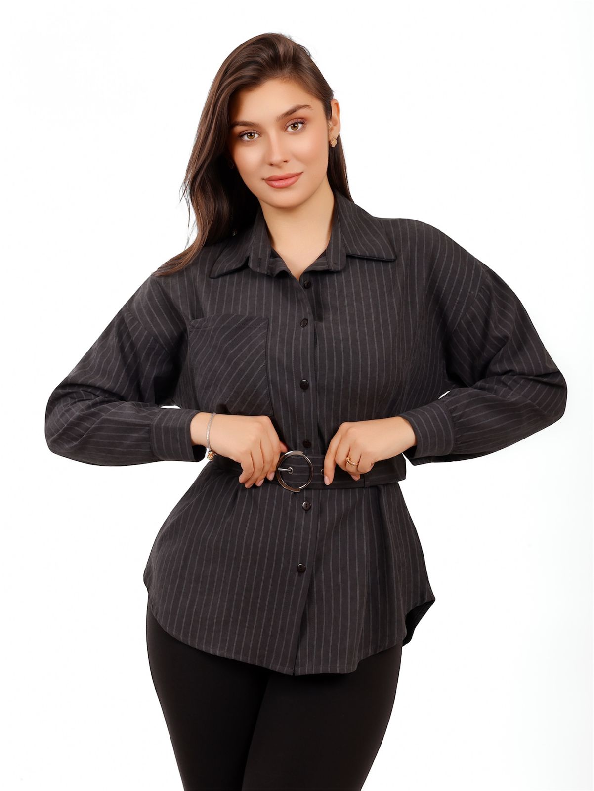 Striped Belted Shirt