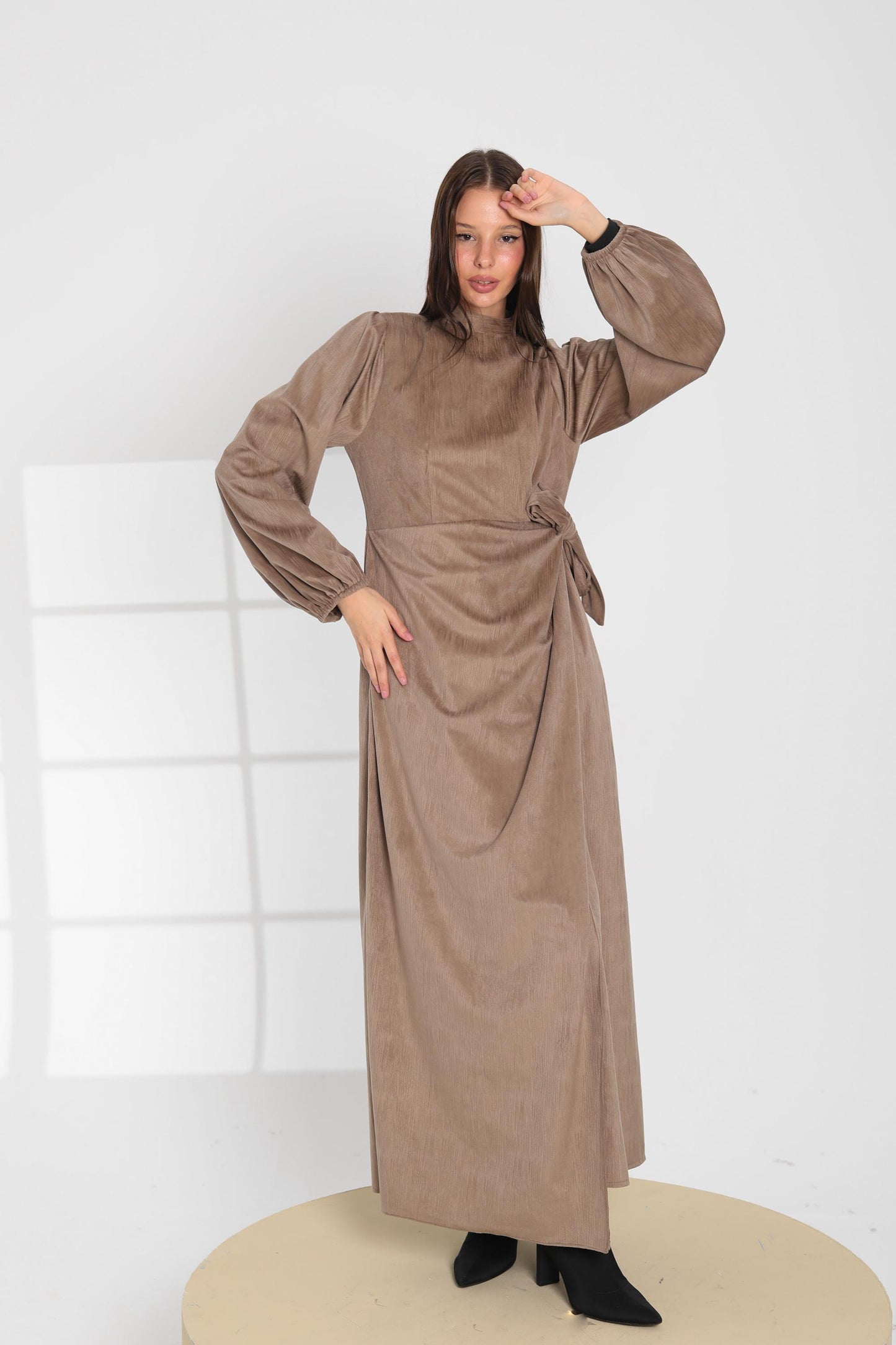 Taupe Wrap Maxi Dress