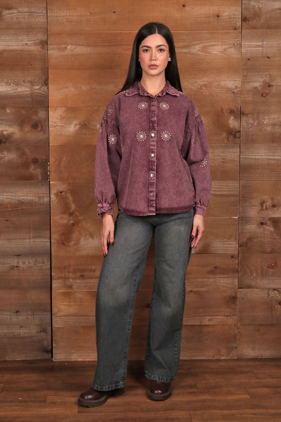 Embroidered Washed Cotton Shirt