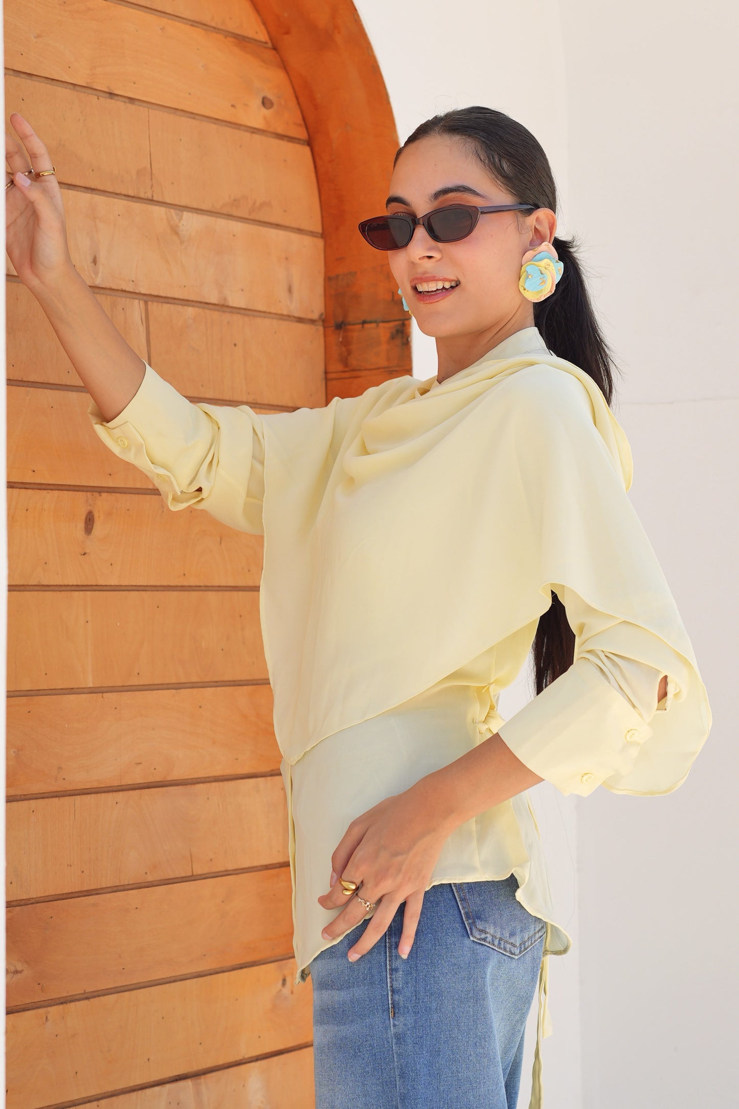 Asymmetric Overlay Blouse