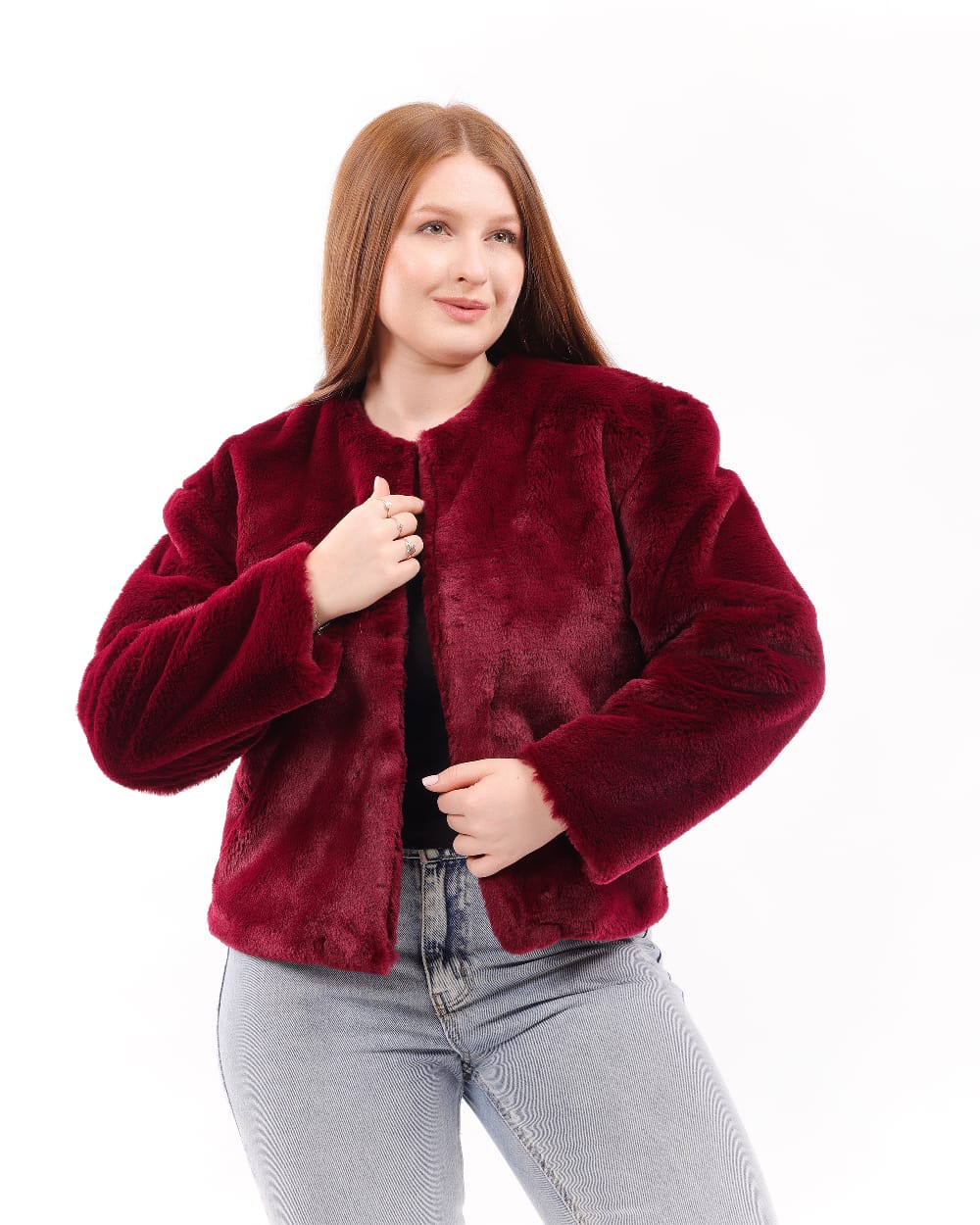 Crimson Faux Fur Winter Jacket