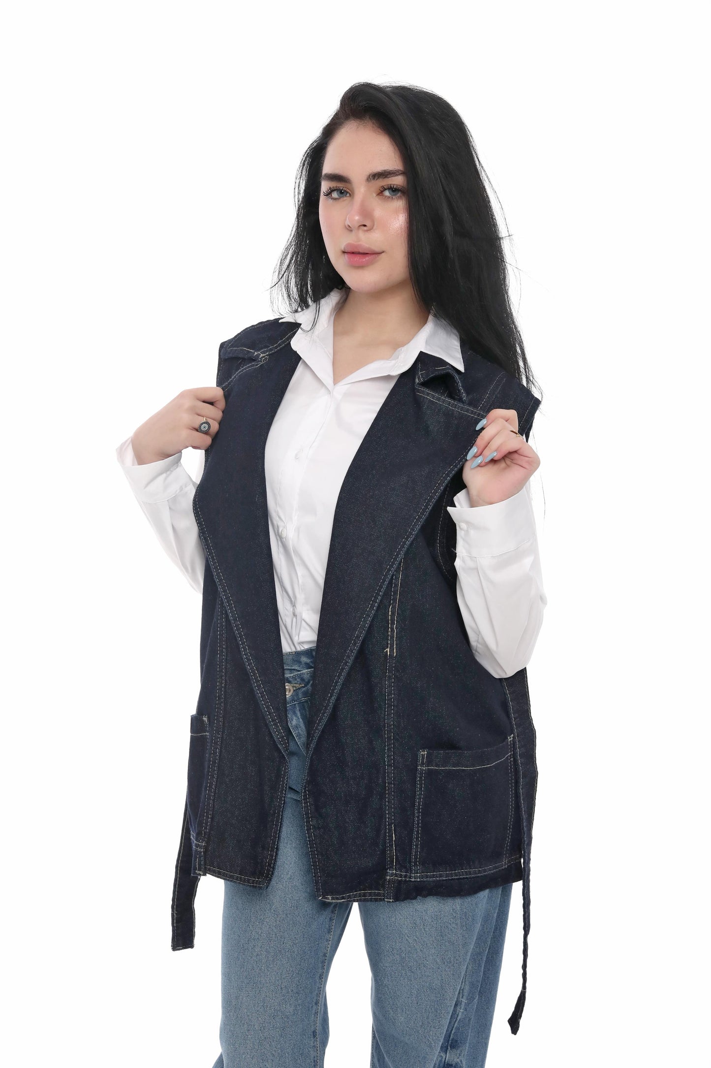 Denim Belted Vest