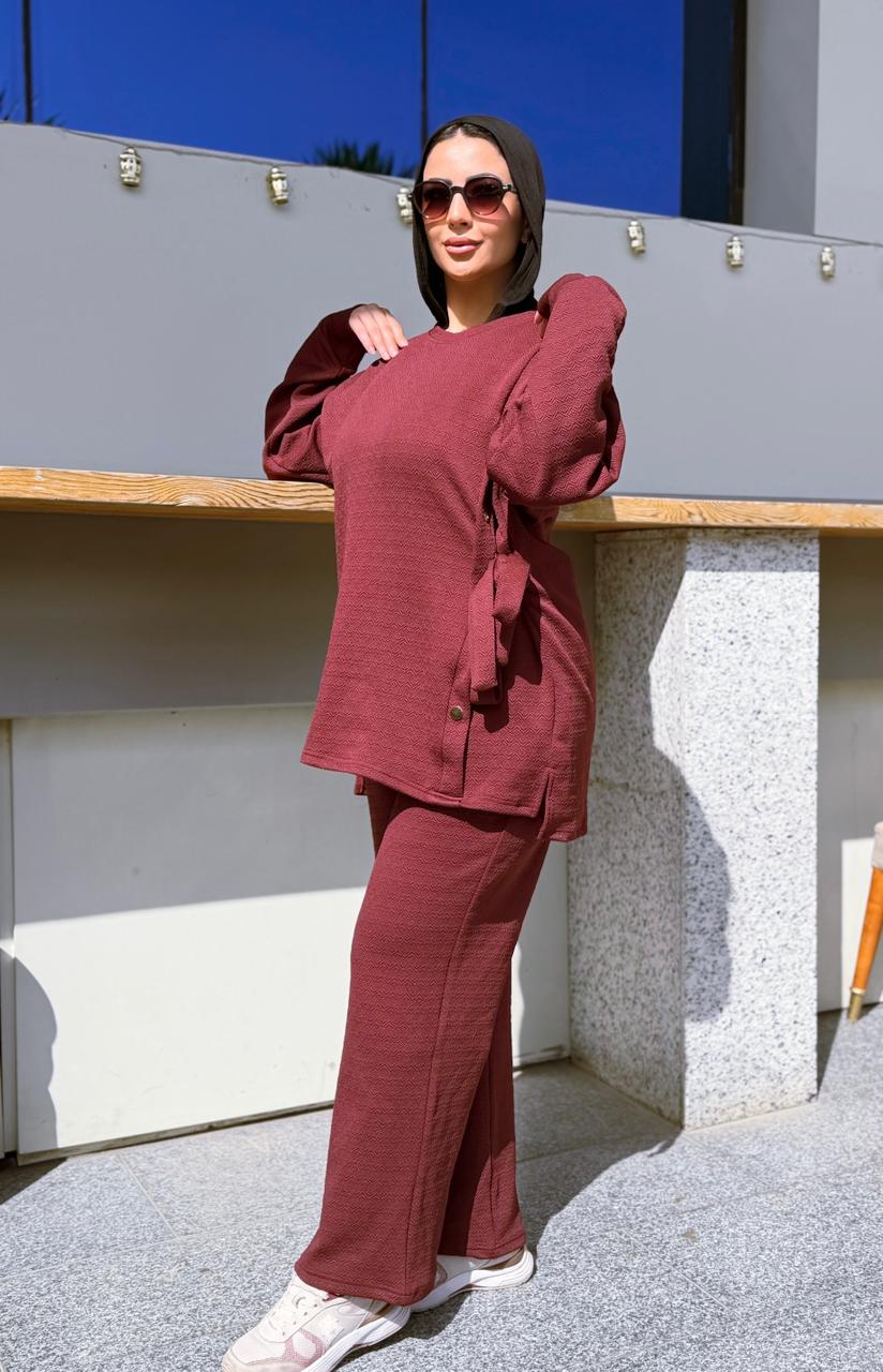 Elegant Button Detail Modest Set