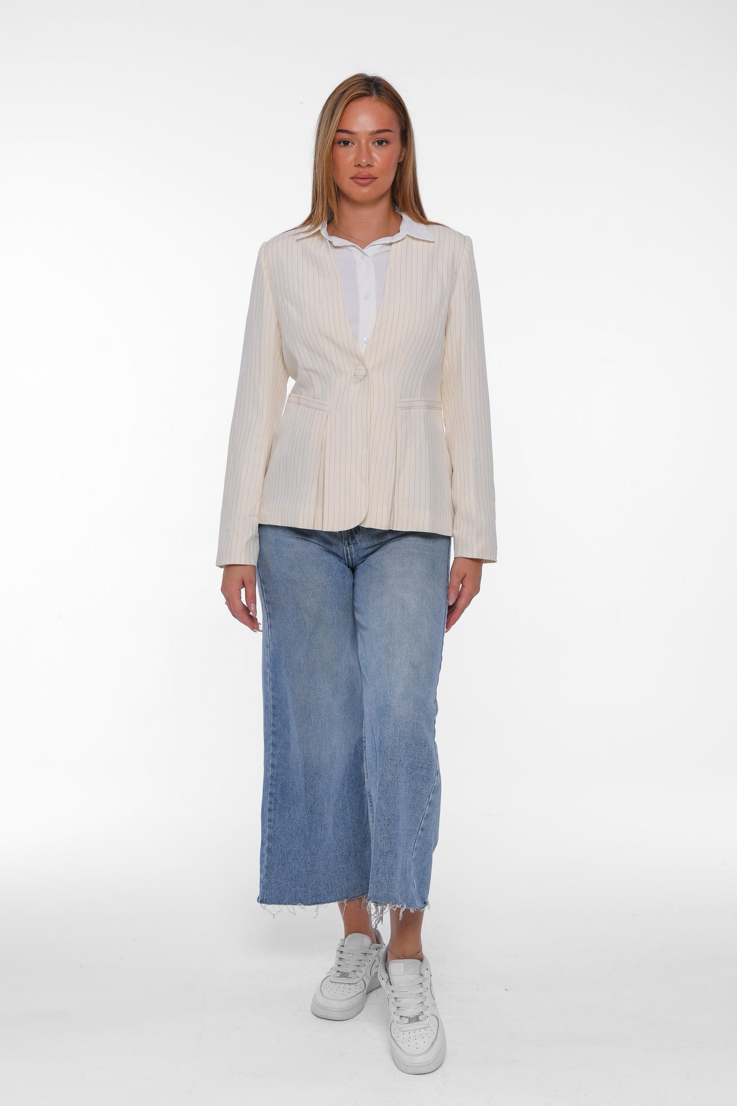 Pinstripe Fitted Blazer