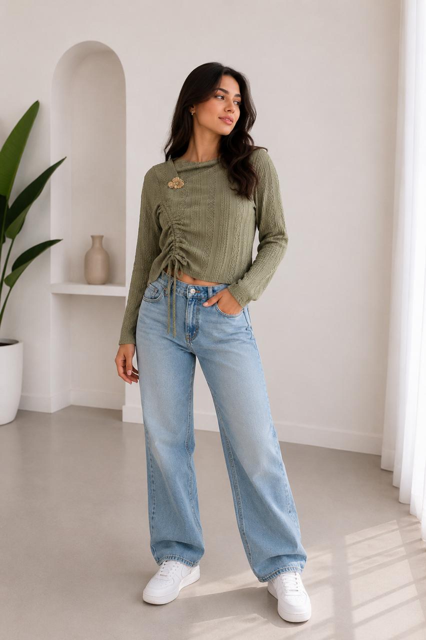 Ruched Textured Blouse