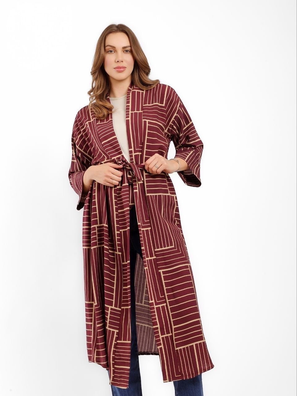 Patterned Long Kimono