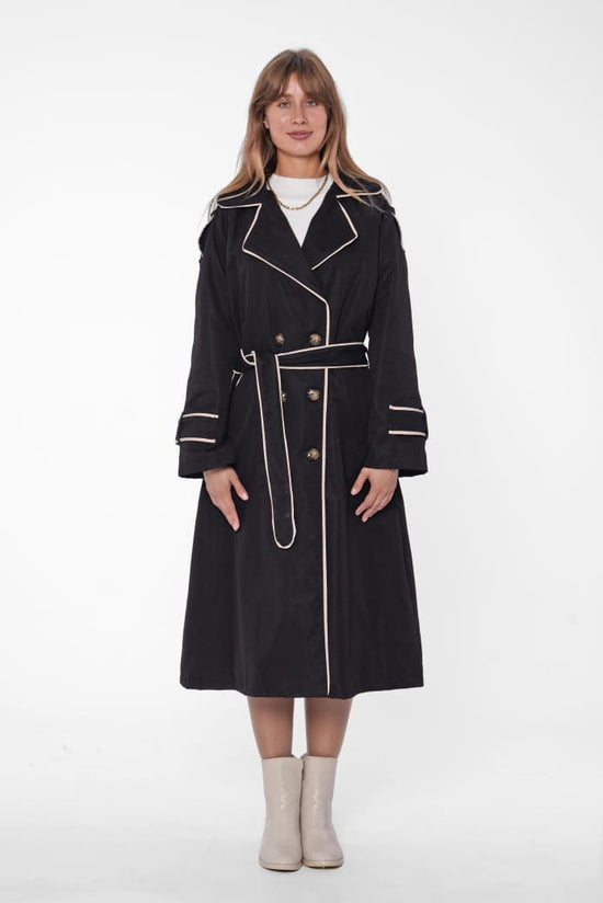 Contrast Trim Trench Coat