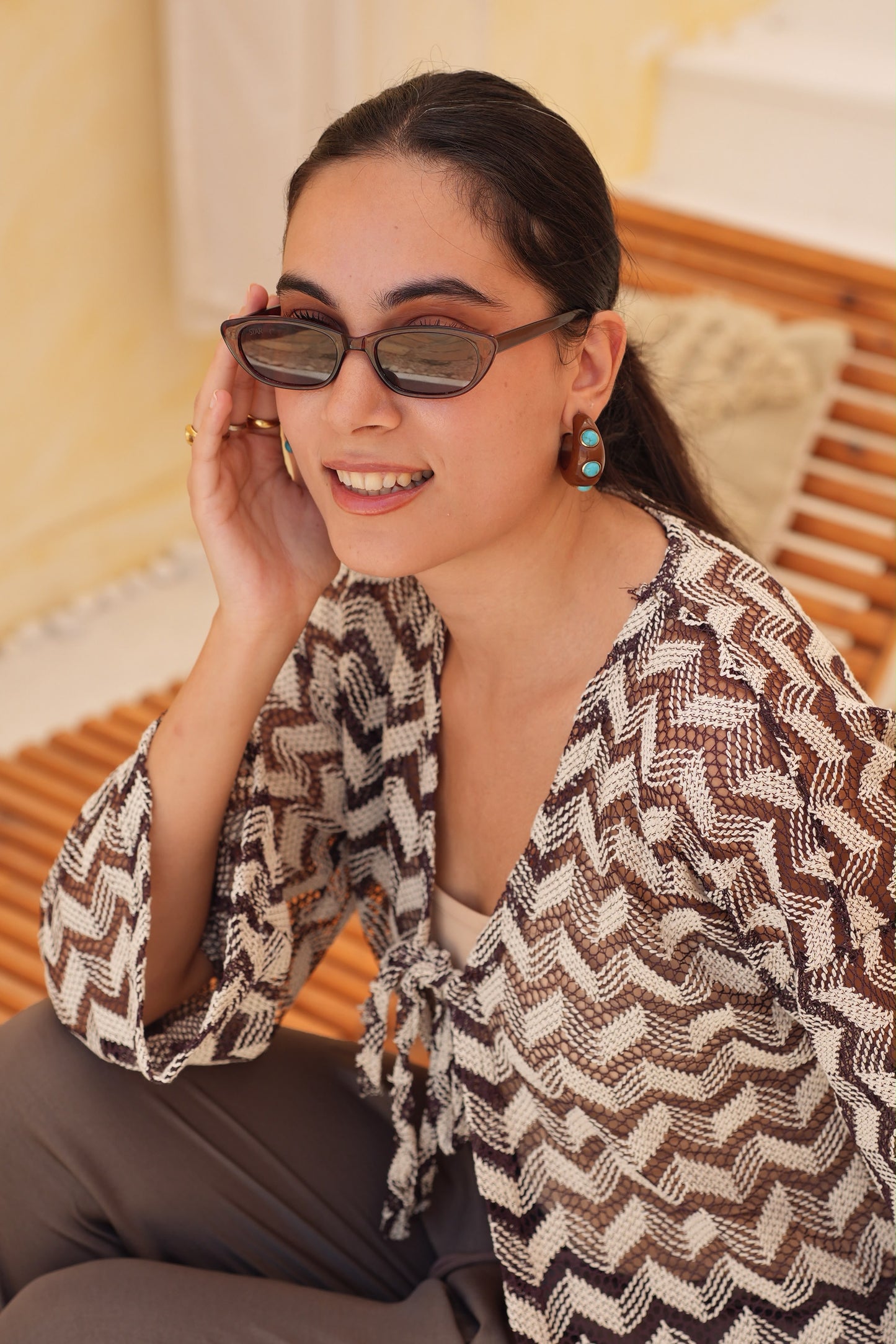 Chevron Tie-Front Cardigan