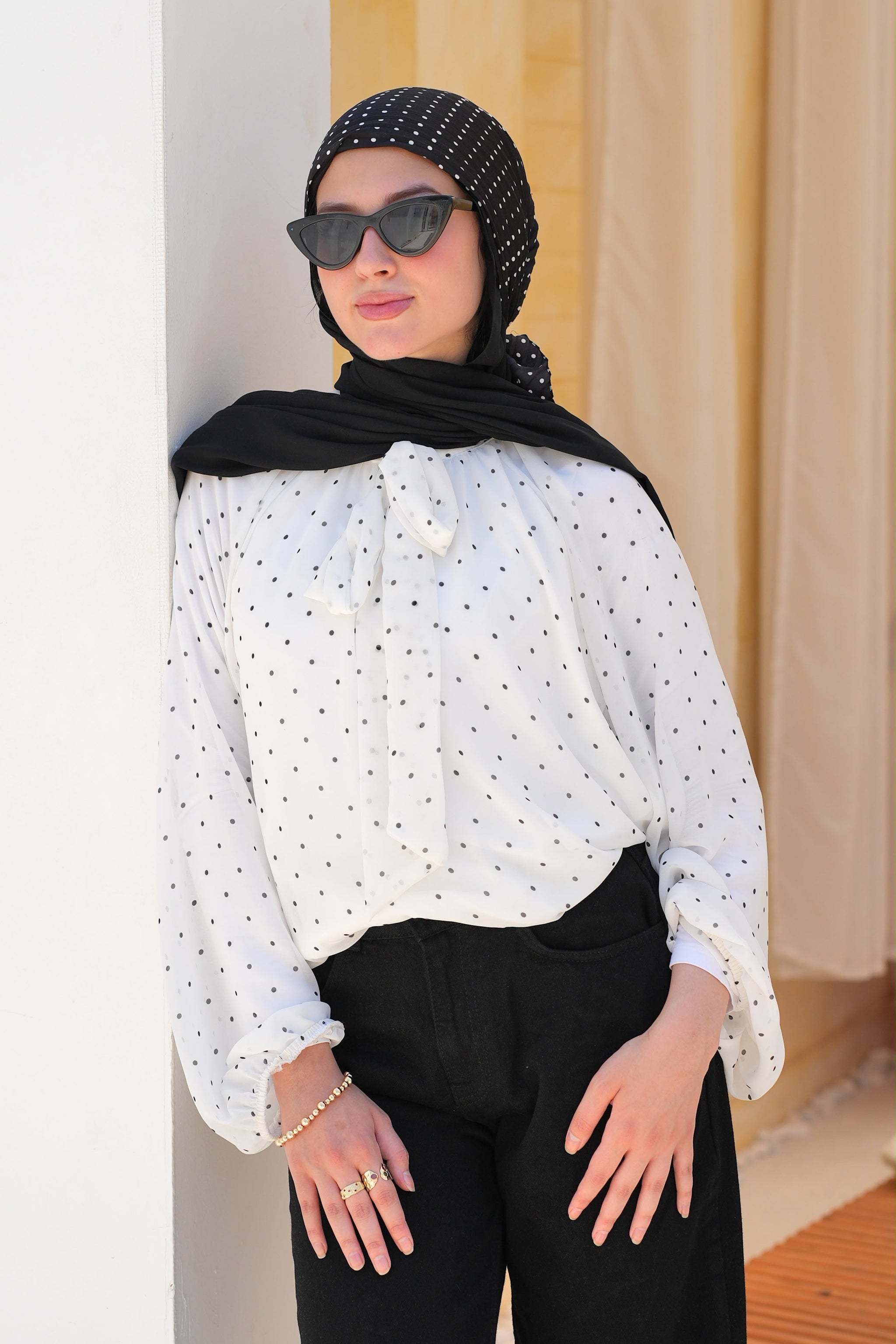 Women’s Polka Dot Bow Blouse