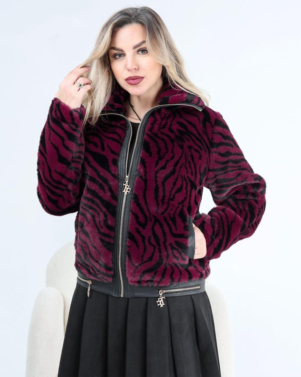 Zebra Faux Fur Jacket