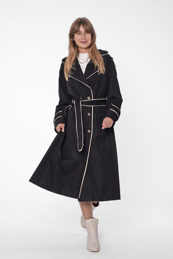Contrast Trim Trench Coat