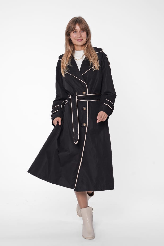 Contrast Trim Trench Coat