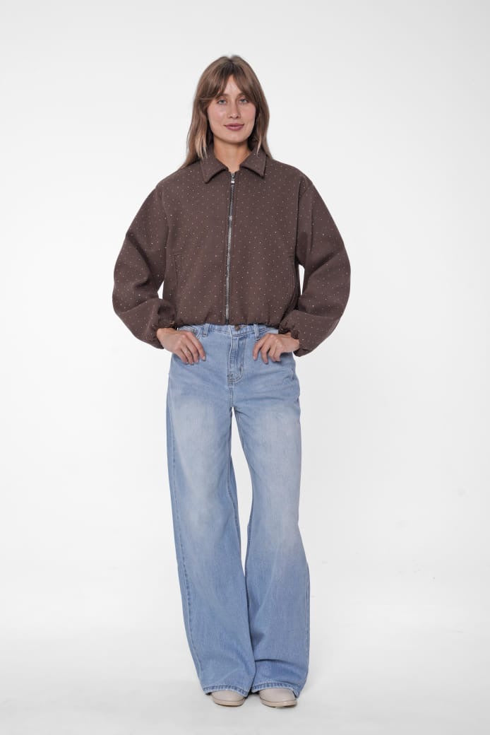 Polka Dot Zip-Up Jacket