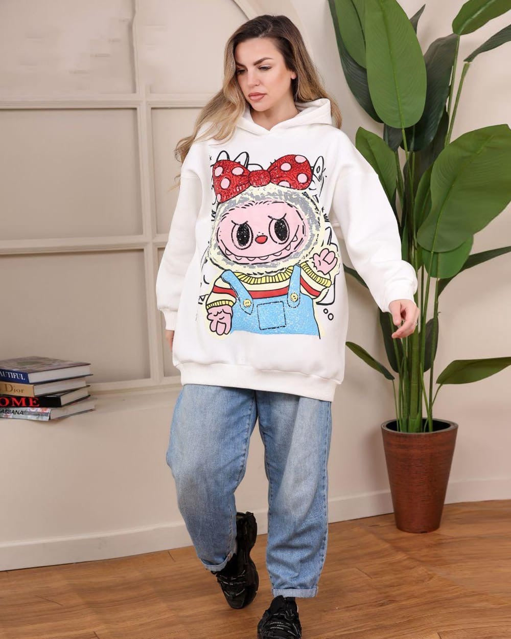 Graphic Hoodie with Cartoon Print – DIVA Wear