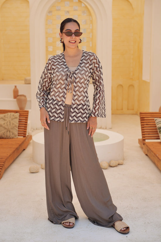 Chevron Tie-Front Cardigan