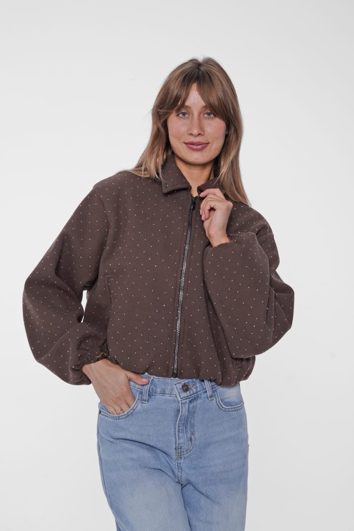 Polka Dot Zip-Up Jacket