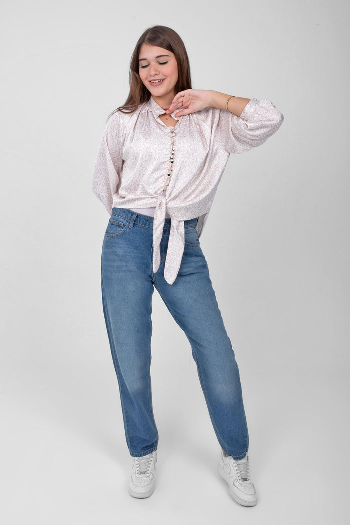 A timeless satin blouse with a modern twist