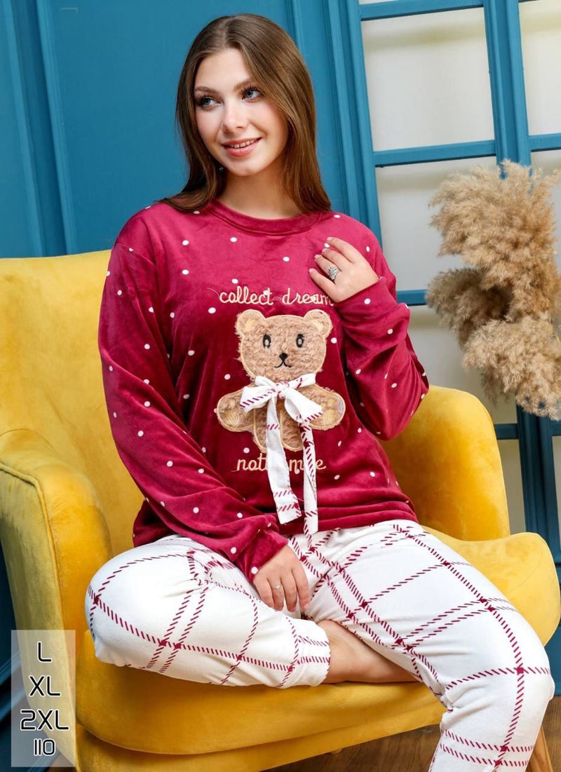 Red Teddy Winter Pajama Set