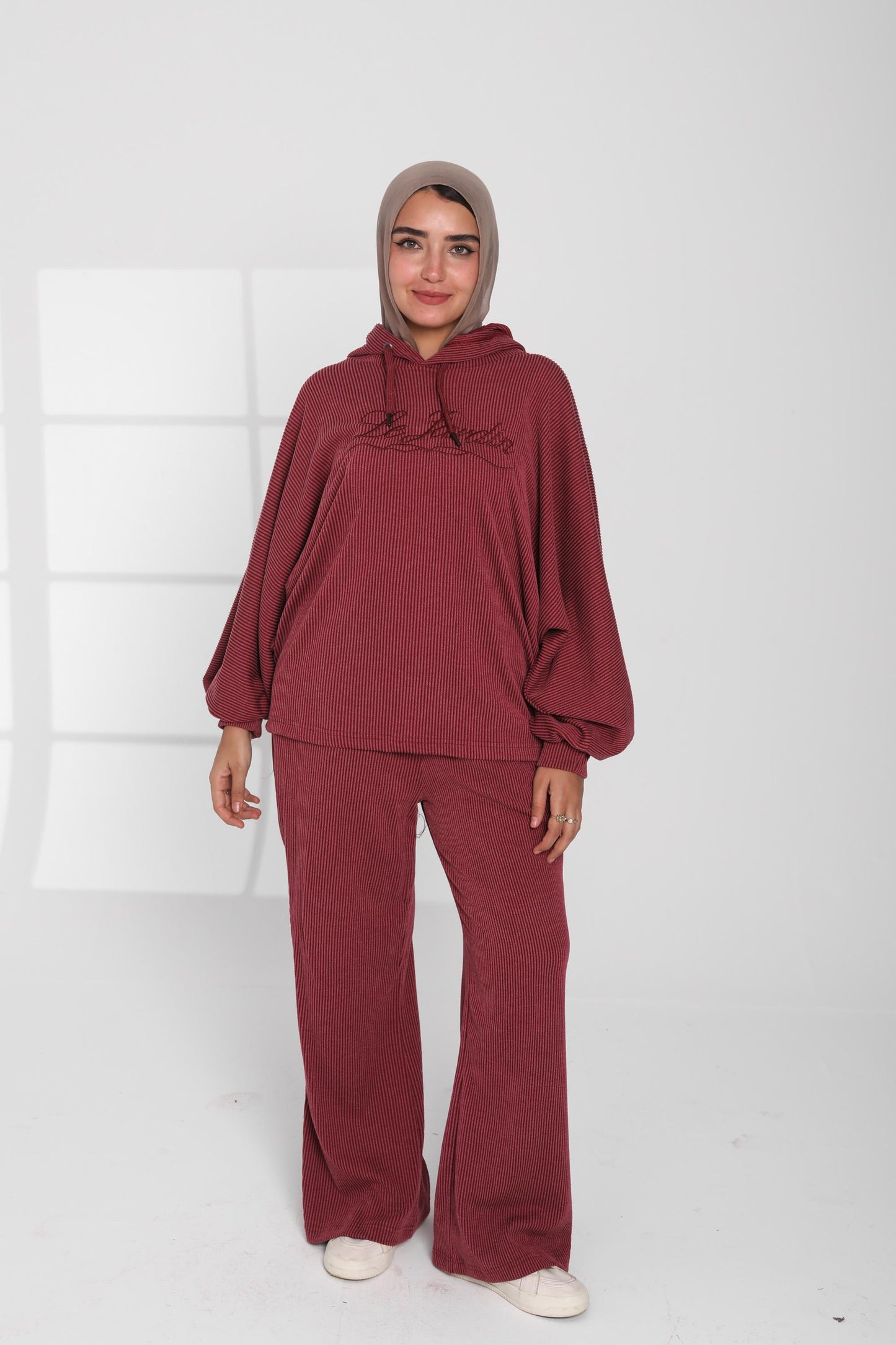 Ribbed Oversized Hoodie Set