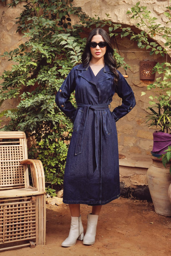 Denim Belted Trench Coat