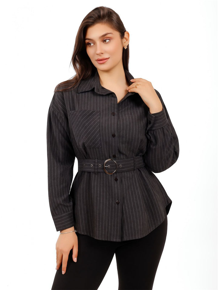 Striped Belted Shirt