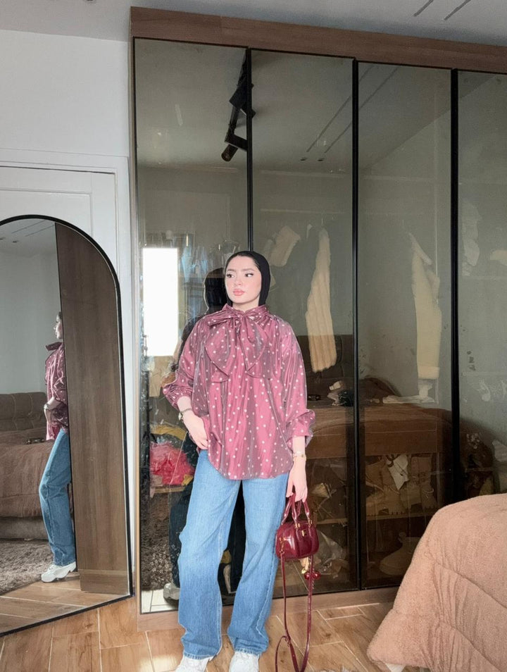 Polka Dot Bow Blouse