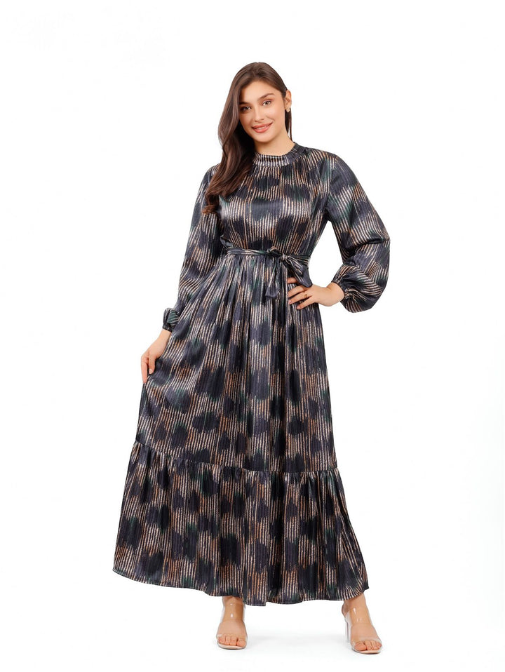 Pleated Pattern Maxi Dress