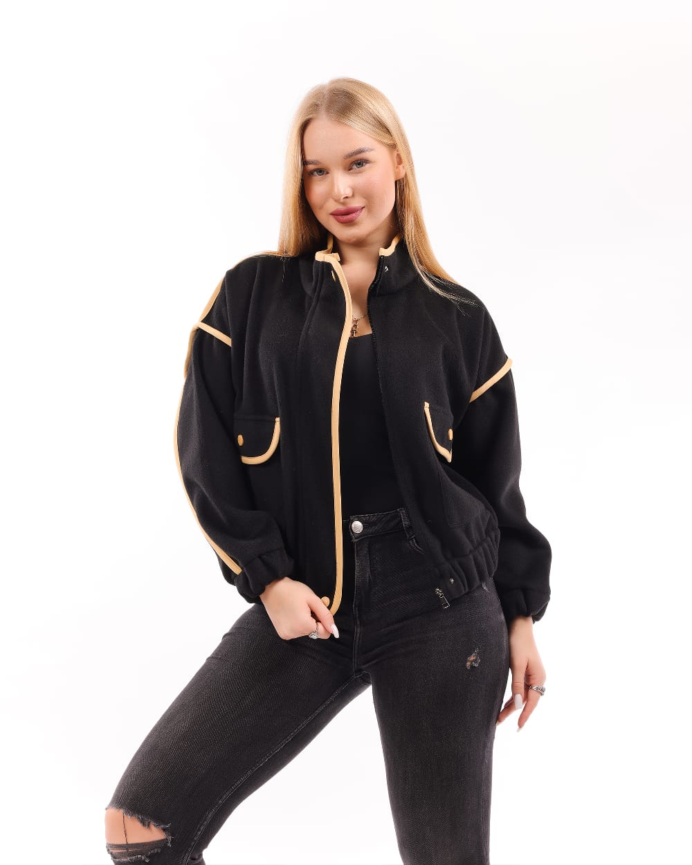 Contrast Trim Short Jacket