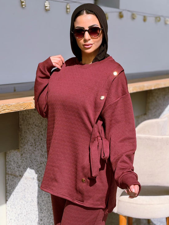 Elegant Button Detail Modest Set