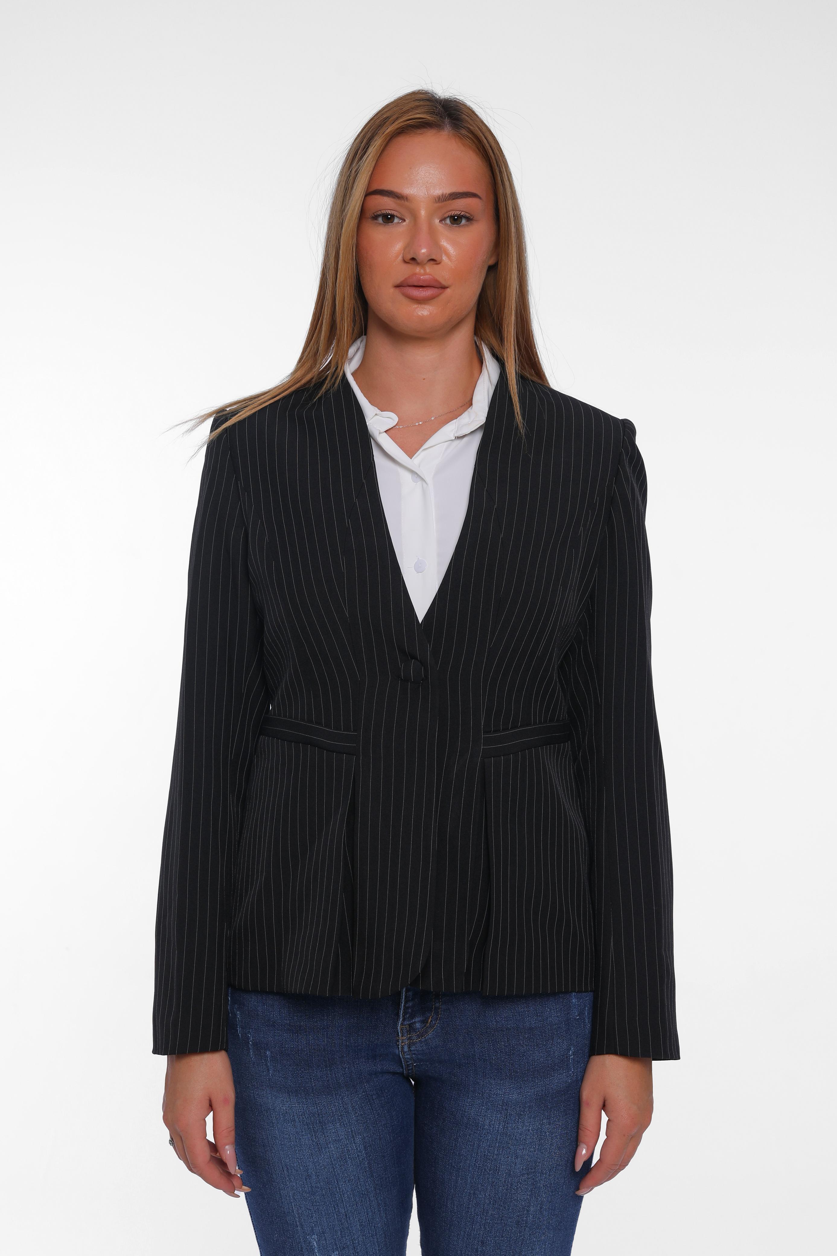 Pinstripe Fitted Blazer