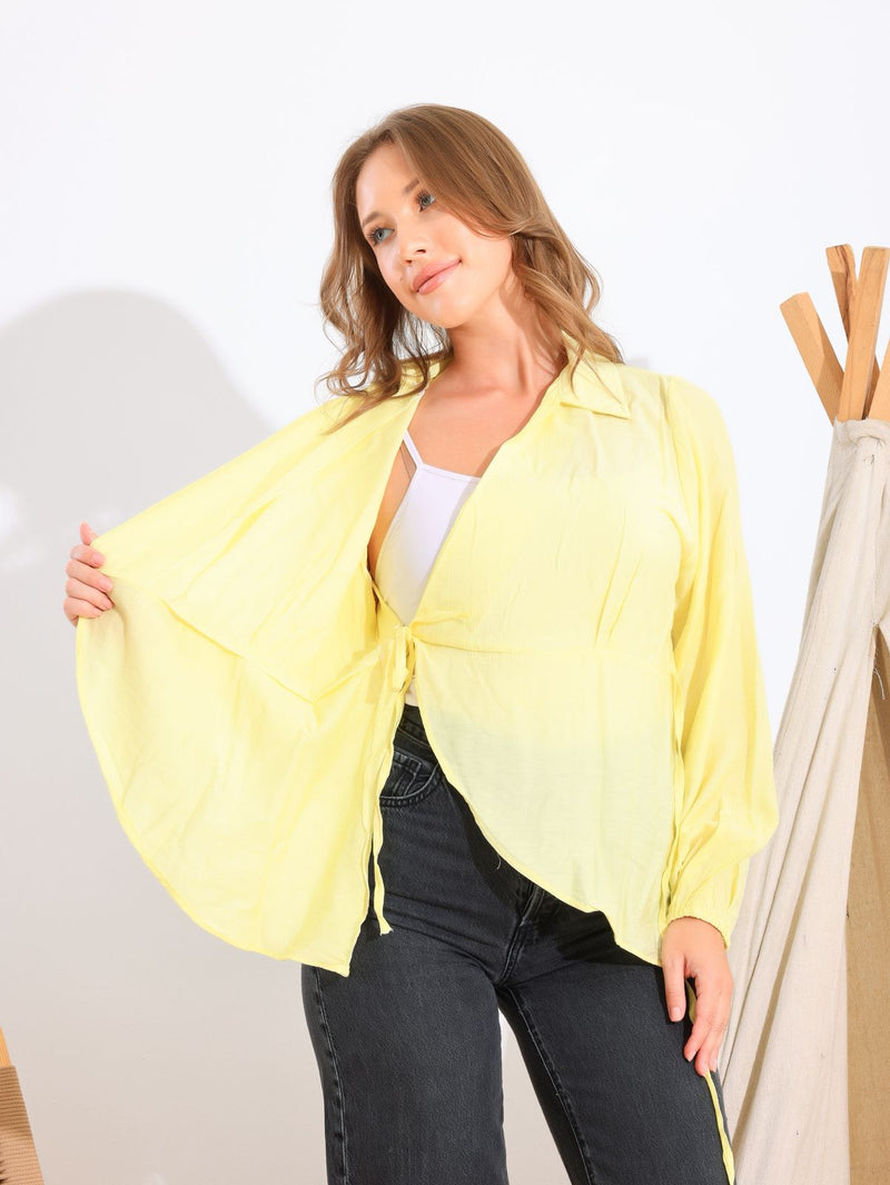 Chic and modern linen wrap blouse