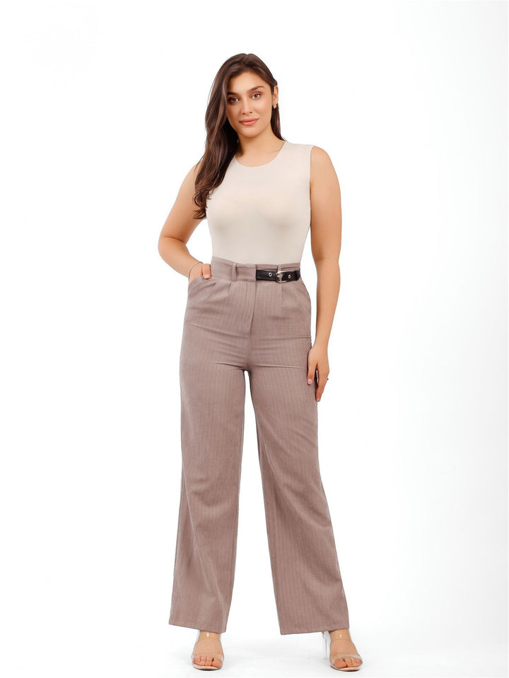 High-Waist Pinstripe Wide-Leg