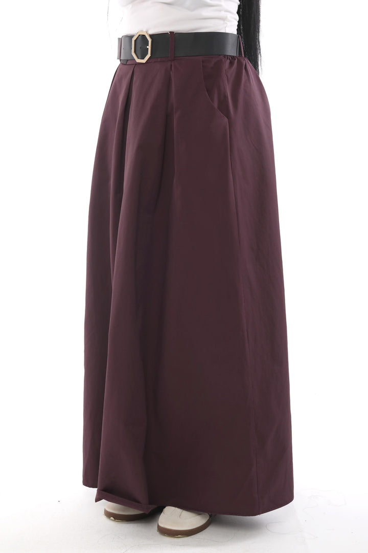 High-Waist Belted Maxi Skirt