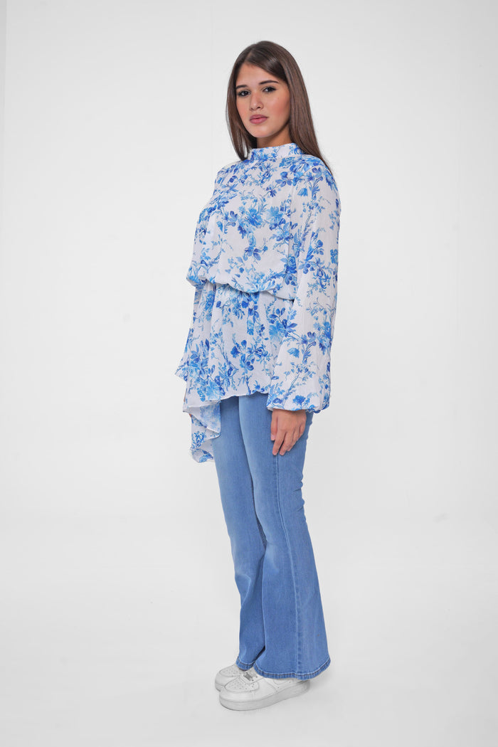 Add a feminine touch with a printed chiffon blouse