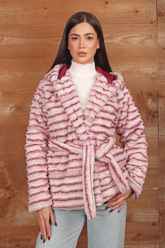 Faux Fur Winter Jacket with Belt