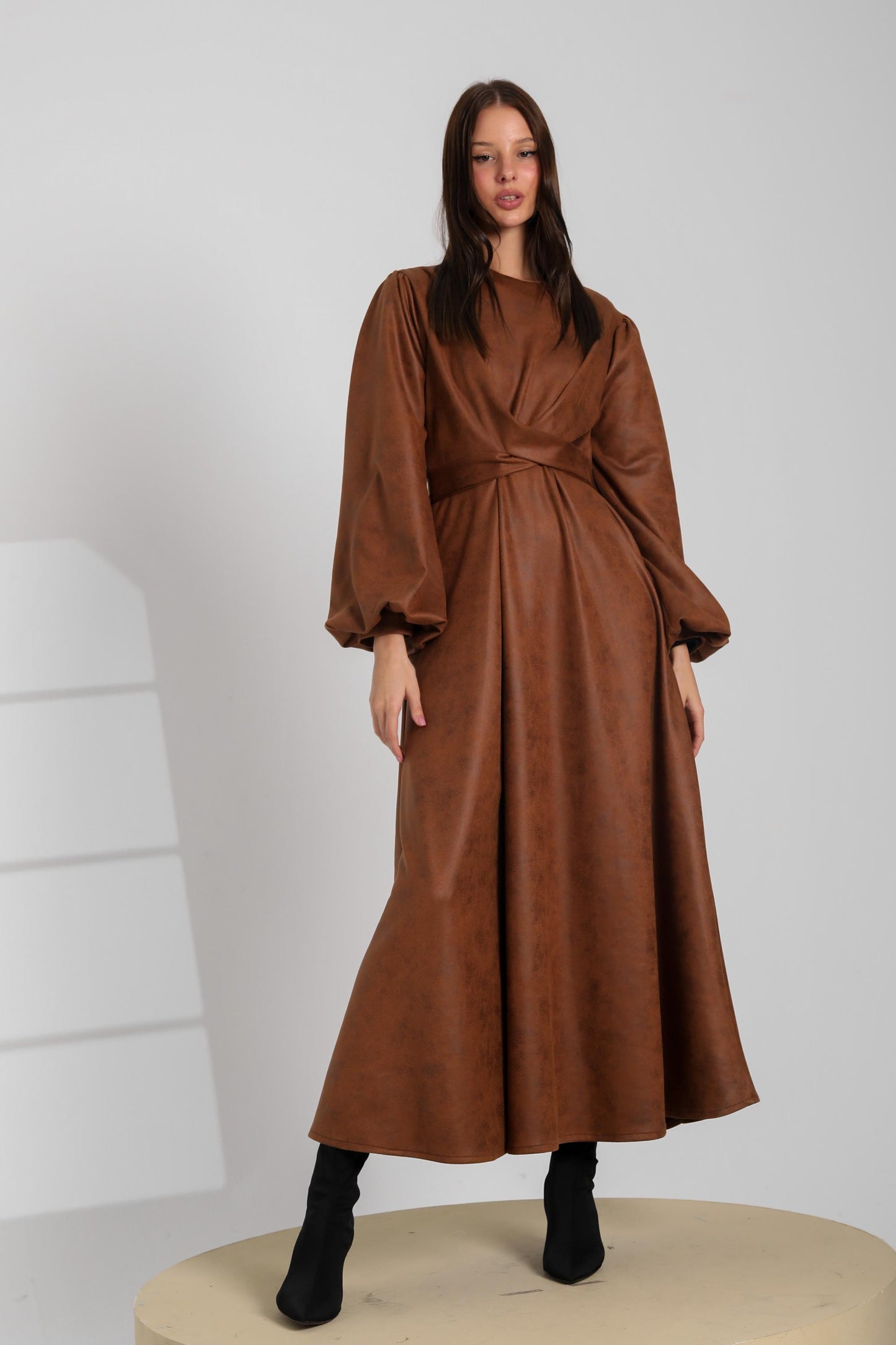 Faux Suede Maxi Dress