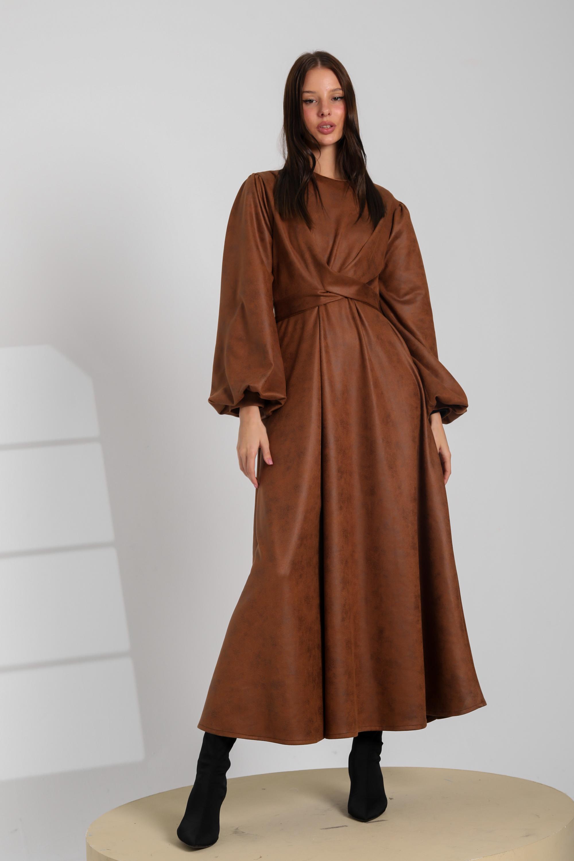 Faux Suede Maxi Dress