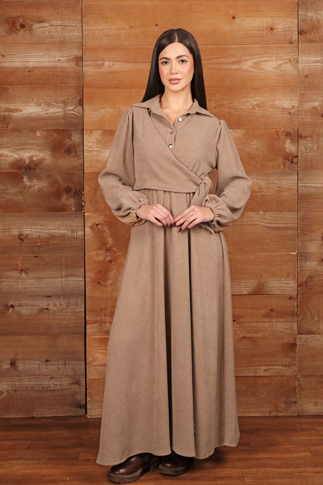 Wrap Maxi Dress with Puff Sleeves