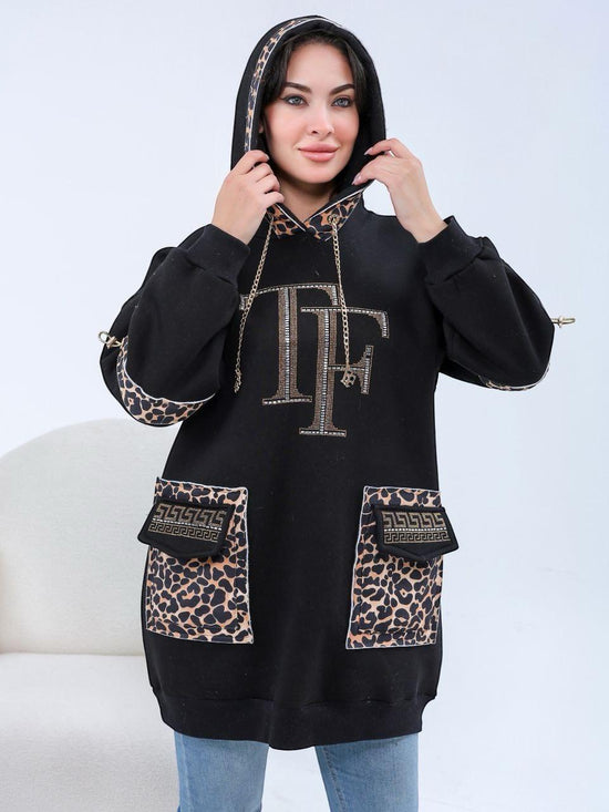 Hoodie with Leopard Details