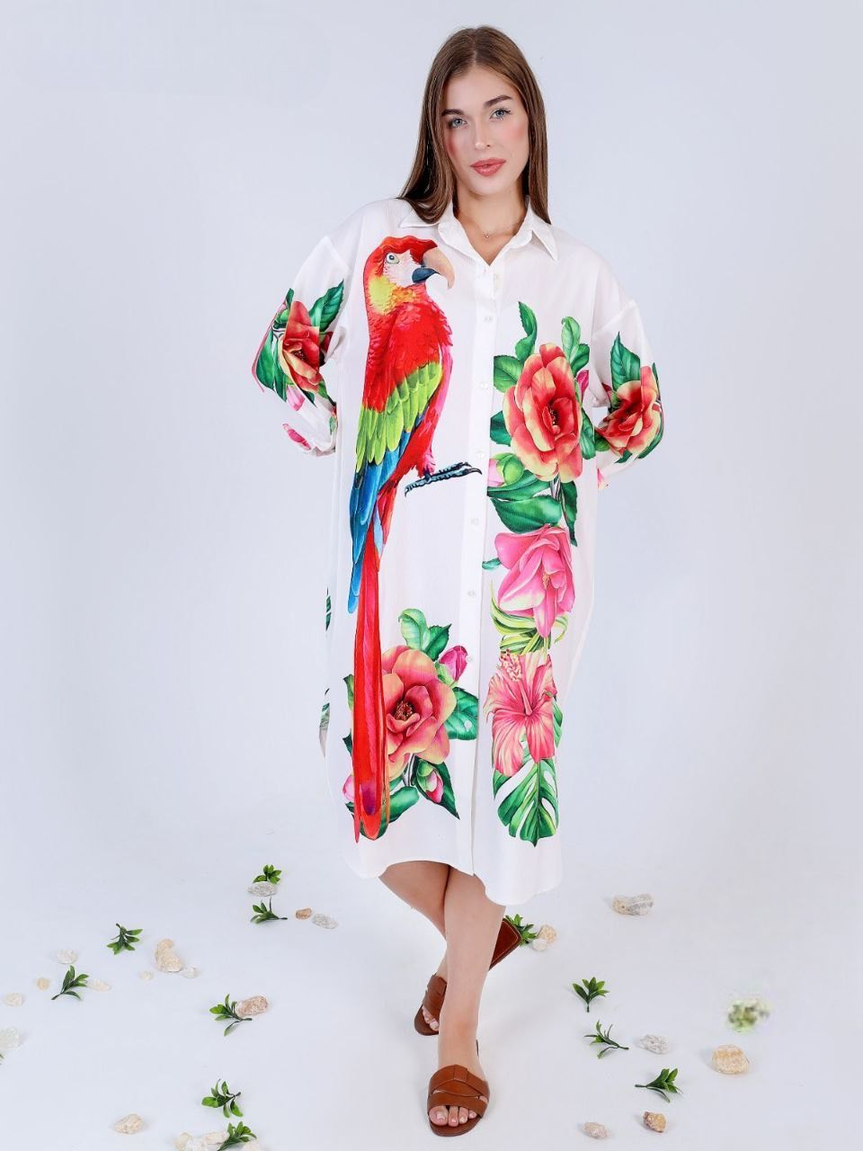 A  chemise with rose prints is perfect for summer