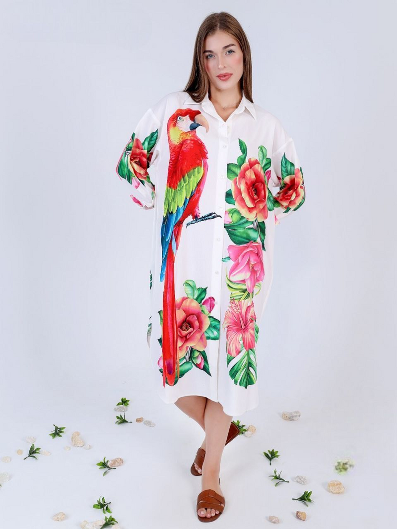 A  chemise with rose prints is perfect for summer