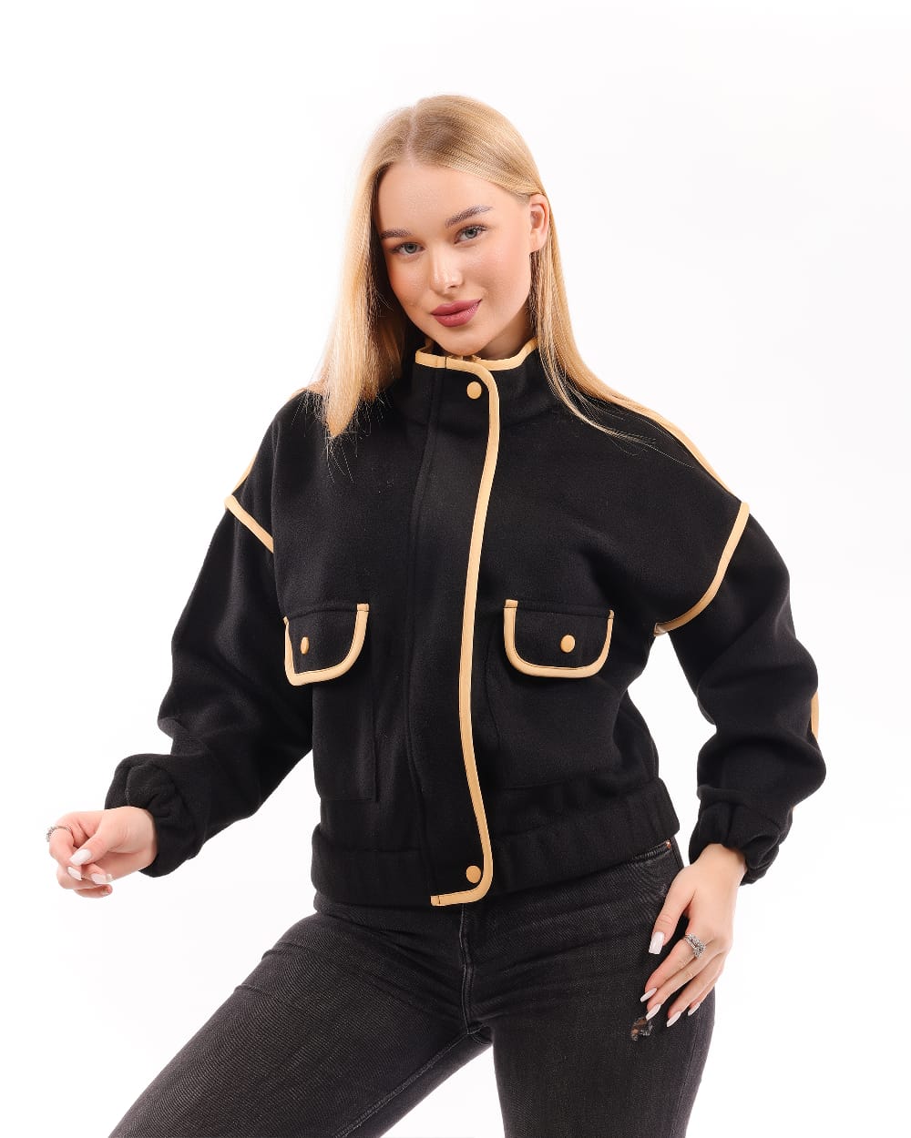 Contrast Trim Short Jacket