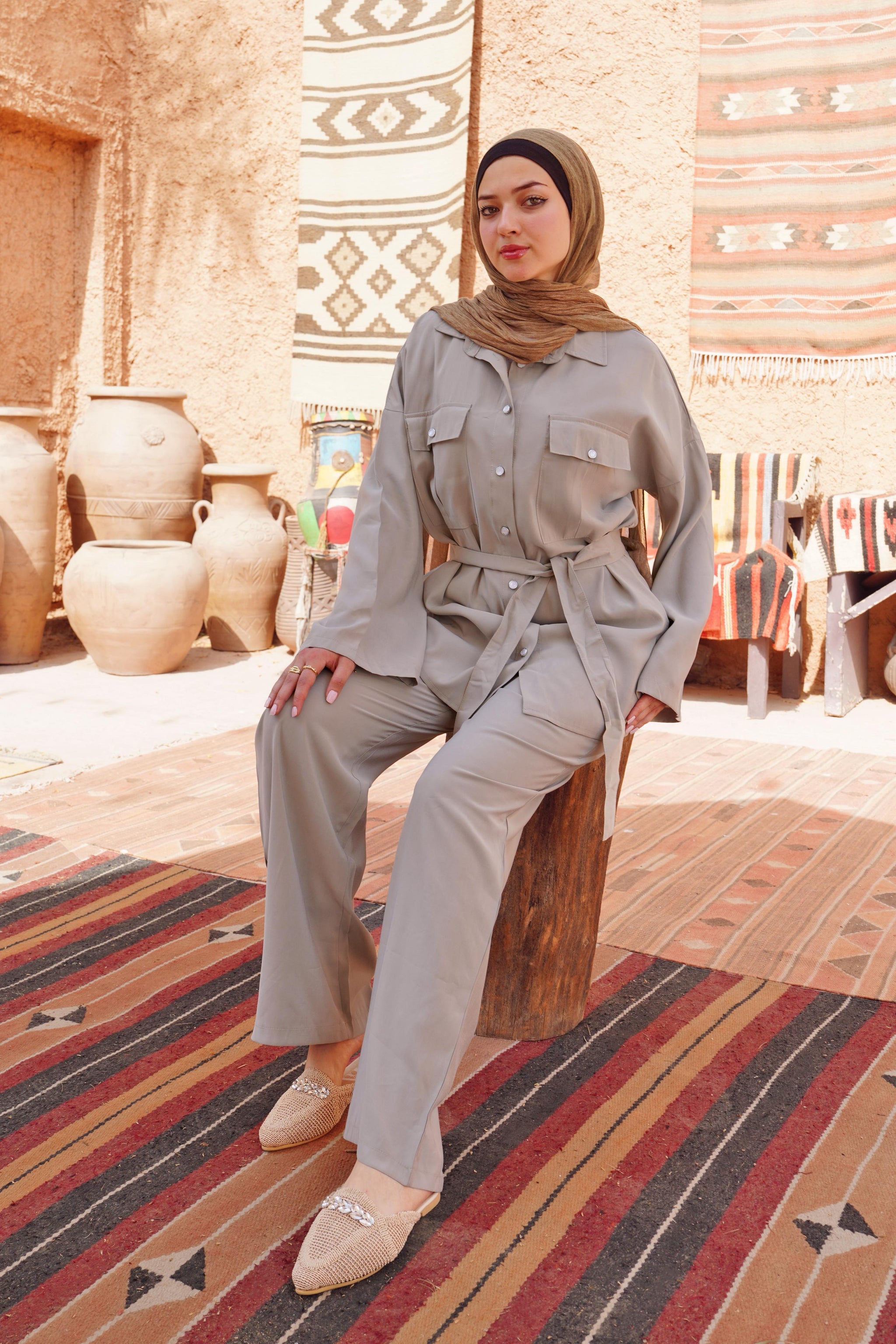 Utility Belted Two-Piece Set