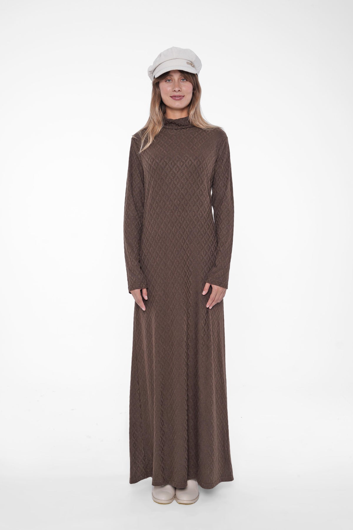 Textured High-Neck Maxi Dress