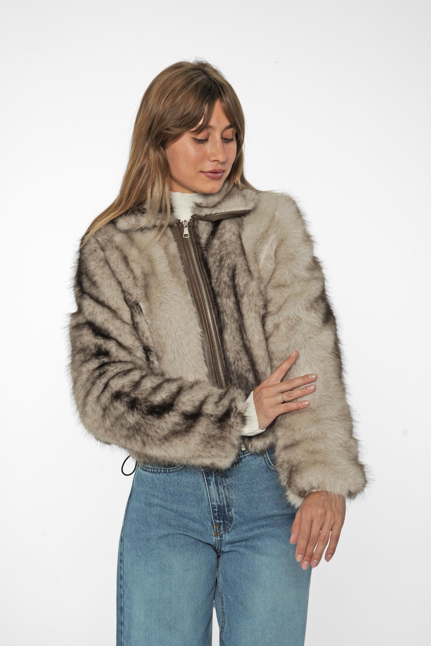 Short Faux Fur Winter Jacket