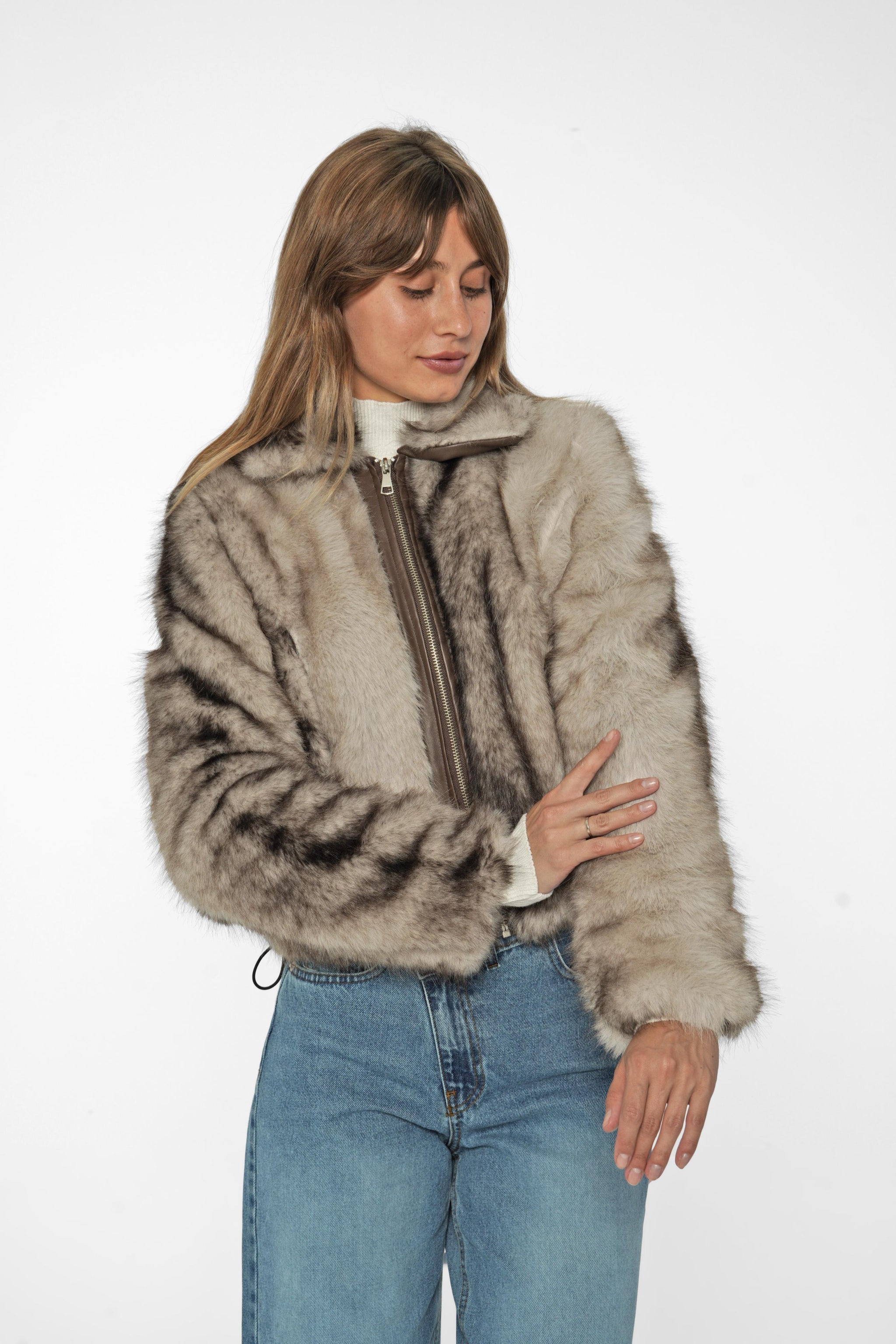 Short Faux Fur Winter Jacket